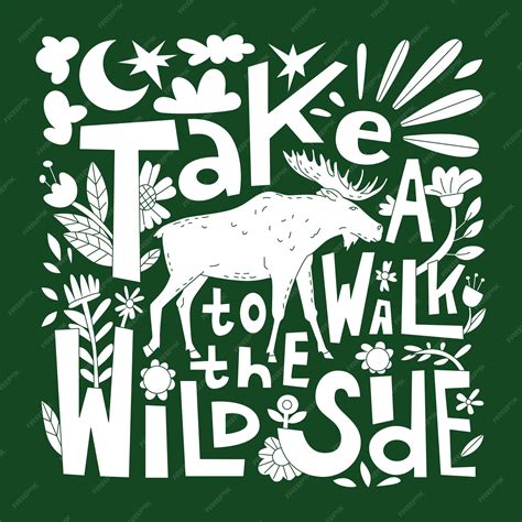 Silueta blanca de un alce con letras y decoración floral cita en inglés ...