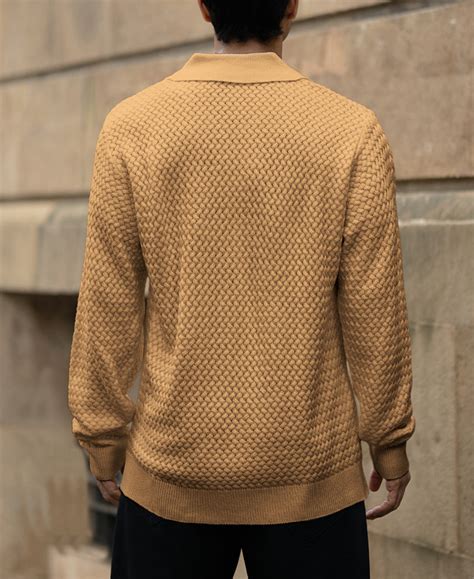 Dusty Yellow Knit Polo Sweater – Powerlook