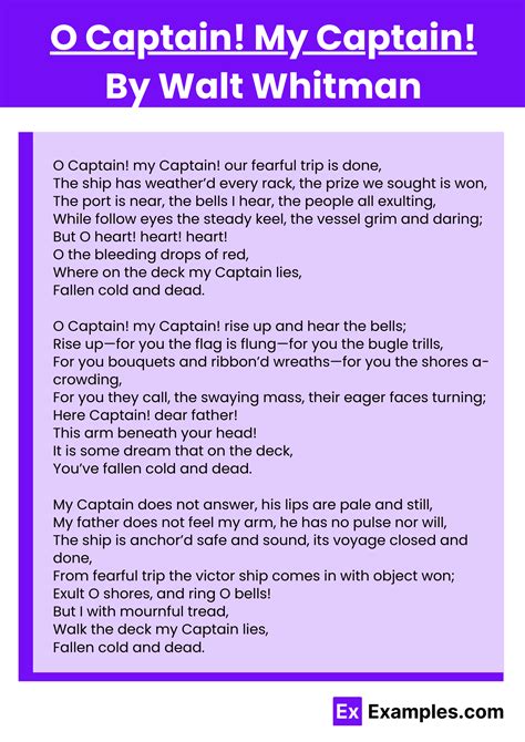 O Captain! My Captain! by Walt Whitman to Download