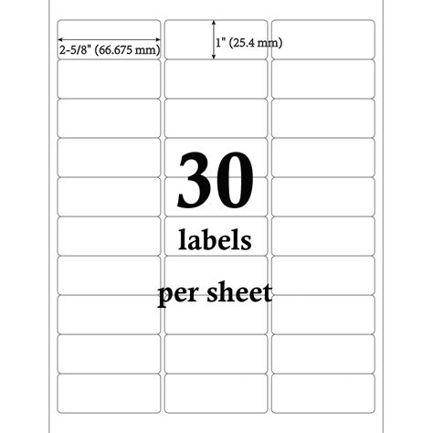 Label Template 1 X 2 5/8