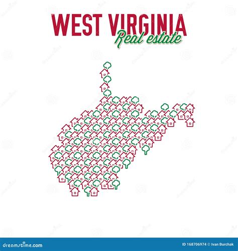 West Virginia Real Estate Properties Map. Text Design. West Virginia US ...