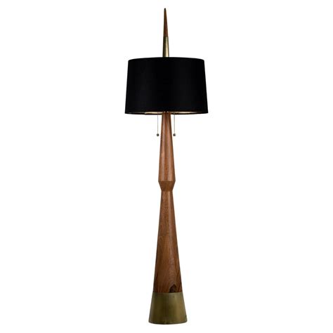 Organic Modern Floor Lamp Natural Wood Handmade Fluted Shade For Sale ...