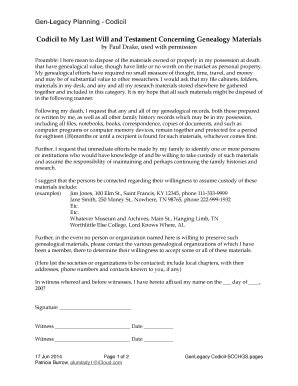 18 Printable codicil to last will and testament forms Templates ...