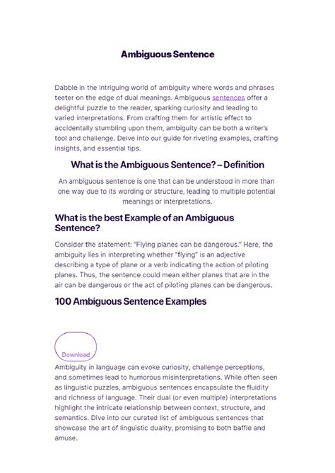 ambiguous sentences - Ambiguous Sentence Dabble in the intriguing world ...