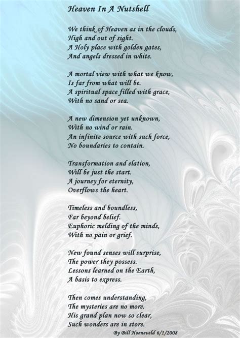 Heaven in a Nutshell - Spiritual Poetry | Poem for my mom, Heaven poems ...