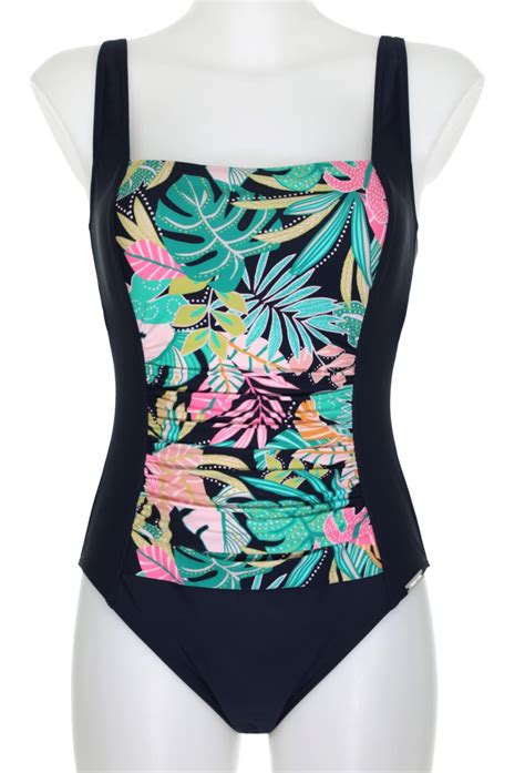 Sunmarin Square Neck Swimsuit, Night Blue/Multi