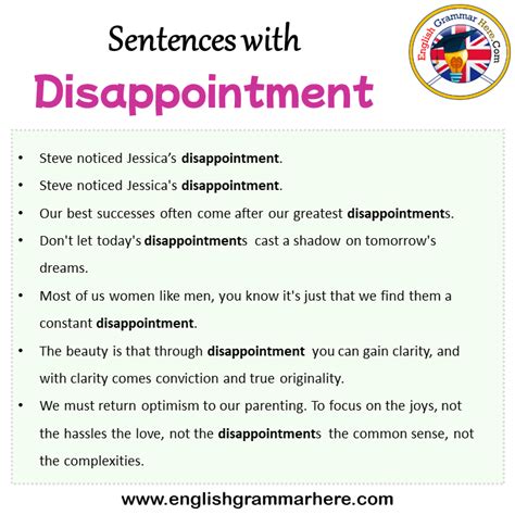 Sentences with Disappointment, Disappointment in a Sentence in English ...