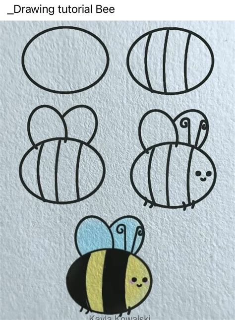 Pin by Paula Sporluck on Sketches | Bee drawing, Easy doodles drawings ...