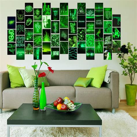 GROBRO7 50PCS Green Neon Aesthetic Wall Collage Kit, Art Indie Room ...