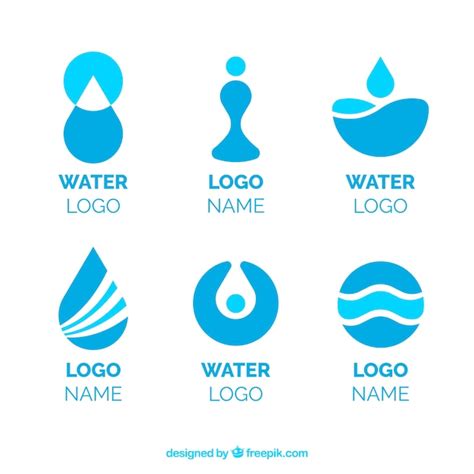 Water logos collection for companies in flat style | Free Vector