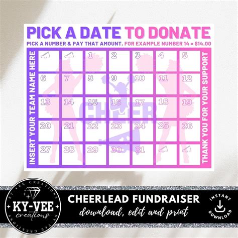 Buy Pick a Date to Donate Cheerleading Calendar, Sponsor My Uniform ...