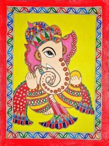 MITHILA HUNAR LORD GANESHA GAPNAPTI BAPPA MADHUBANI PAINTING Acrylic 14 ...