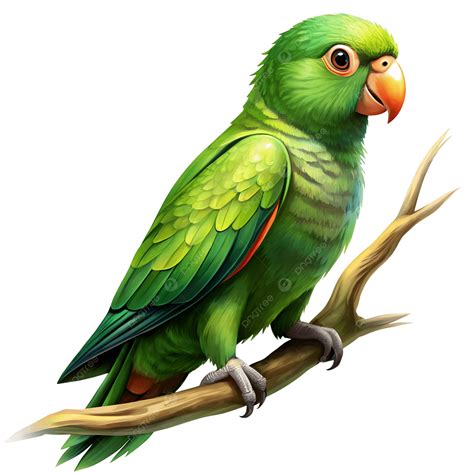 Green Parrot Perched On Branch Clipart Illustration Free, Green Parrot ...
