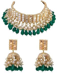 Buy THE OPAL FACTORY Gold Plated Rajasthani Necklace mirror Moti Choker ...