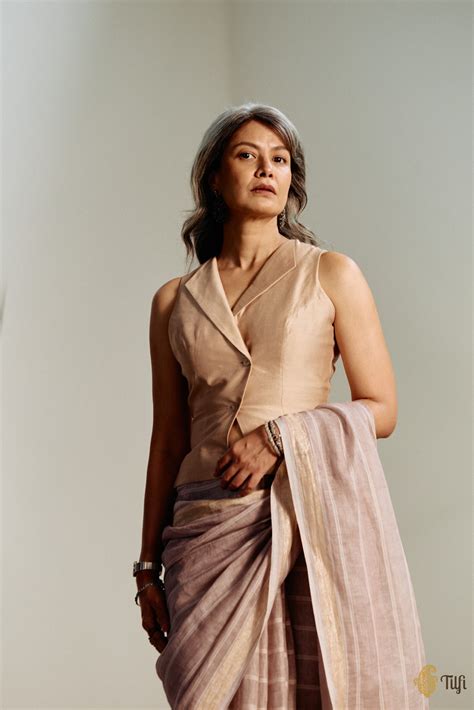 Beige Pure Silk Cotton Waistcoat Style Blouse - Tilfi