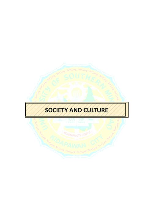 Soc Sci 1 Chapters 3 9 - SOCIETY AND CULTURE Intended Learning Outcomes ...