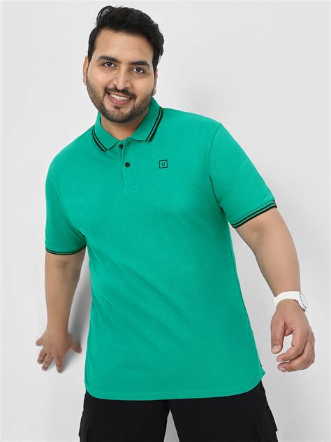 Plus Men's Teal Green Solid Cotton Polo T-Shirt – Urbano Fashion