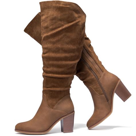 Luoika Women's Extra Wide Calf Knee High Boots, Wide Width Slouchy Knee ...