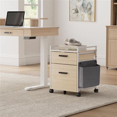 Solid Wood 2-Drawer Mobile File Cabinet with Wheels, Rolling Storage ...