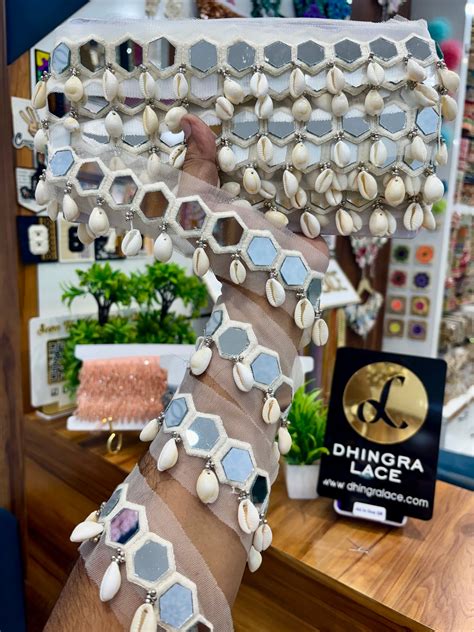 Beautiful Mirror Work Hanging Lace 260925 – Dhingra Lace