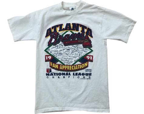 Atlanta Braves 1991 Fan Appreciation Vintage MLB Signature T-Shirt ...