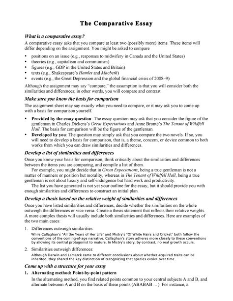 Image result for Comparative Essay Example