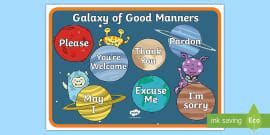👉 Good Manners Display Posters - Classroom rules pictures