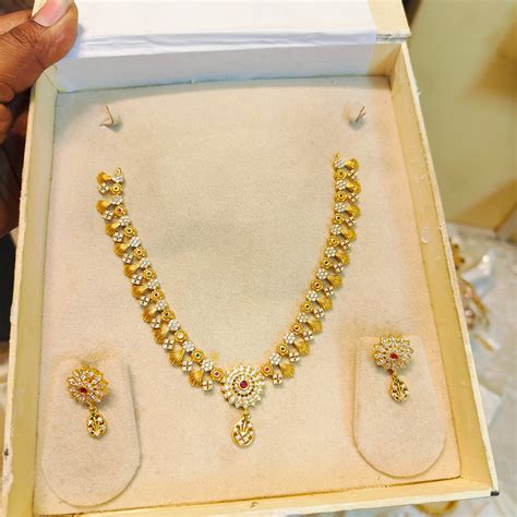 Classic floral design necklace set – Kankanam - South India Jewellery