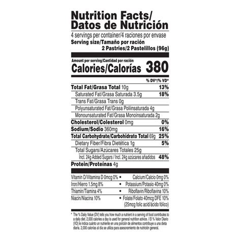 Pop Tart Nutrition Label