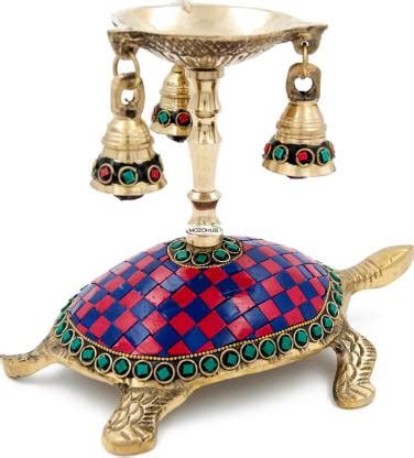 MOZO HUB Brass Antique multi color stone studded fengshui Turtle stand ...