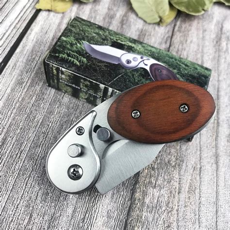 Mini Folding Pocket Knife & EDC Small Knife,2″ 5CR13MOV Blade, Wooden ...
