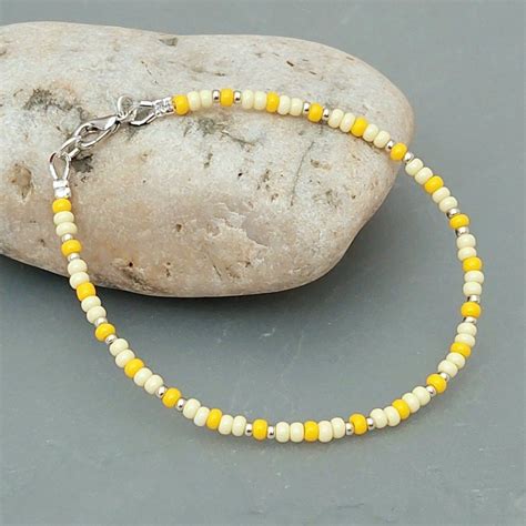 Yellow Seed Bead Bracelet - Handmade Yellow Bracelet - Handmade Yellow ...