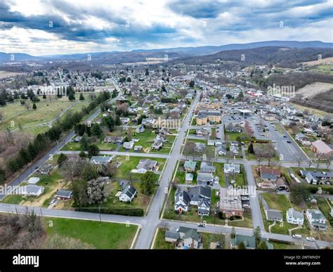 Jersey Shore, PA, USA - 03-17-2024 - Cloudy winter / spring aerial ...