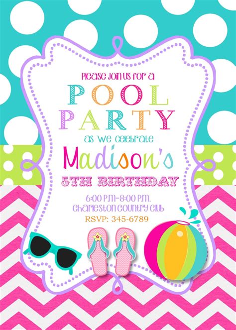 Free Printable Pool Party Birthday Invitations