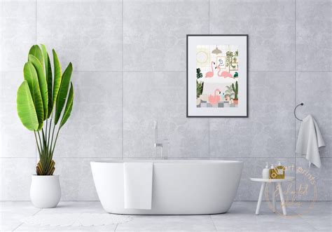 Flamingos In Bathtub Print - Wall Art