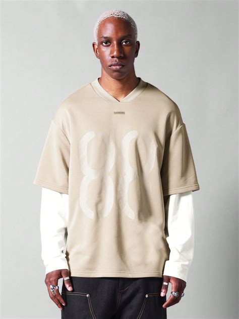 Double Layer Long Sleeve Tee With Front Graphic Print | Long sleeve tshirt men, Layered long ...