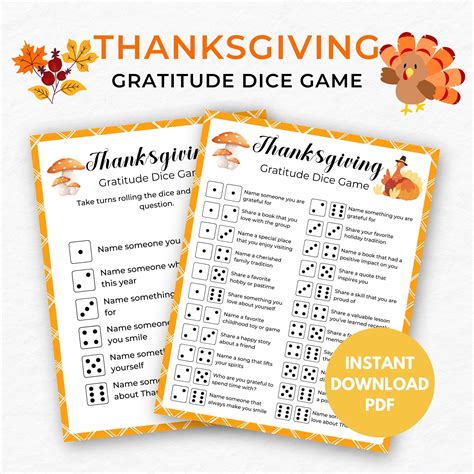 Thanksgiving party game thanksgiving kids activity dice gratitude game ...