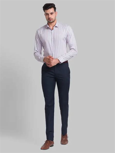 Park Avenue Men Grey Striped Slim Fit Cotton Blend Casual Shirt – MyRaymond