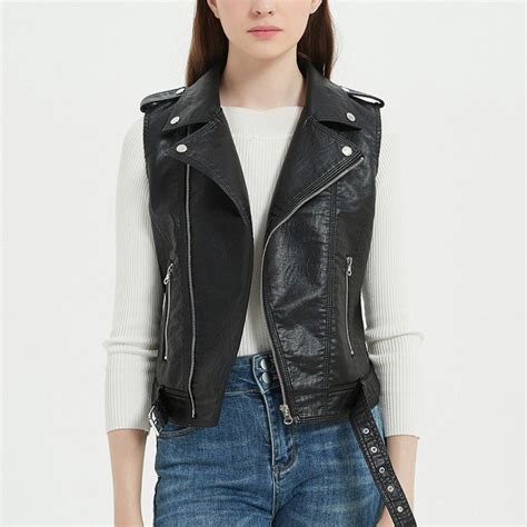 Black Leather Vest for Women's Biker Leather Vest for - Etsy