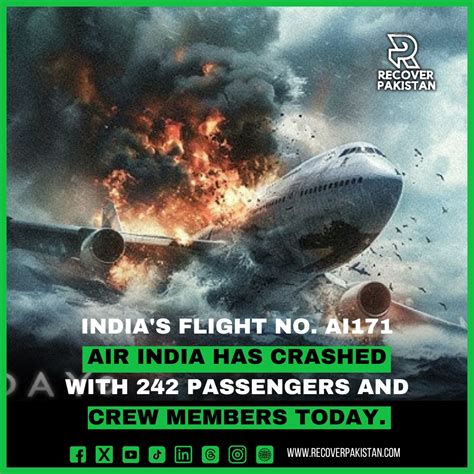 India's Flight No. AI171 Air India has crashed with 242 passengers and ...