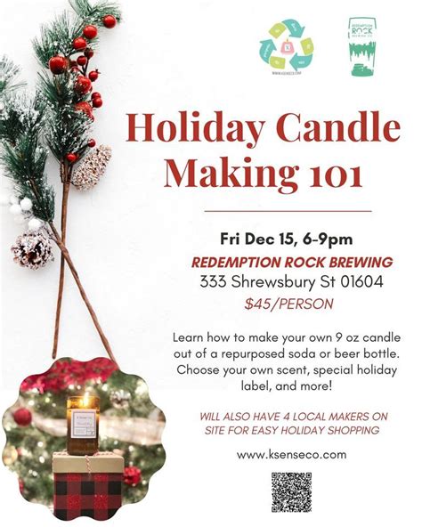 Holiday Themed Candle Making 101, Redemption Rock Brewing, Shrewsbury ...