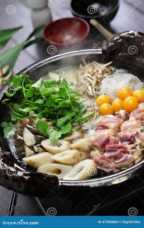 Japanese Chicken Hot Pot Cuisine Stock Image - Image of kiritanpo ...