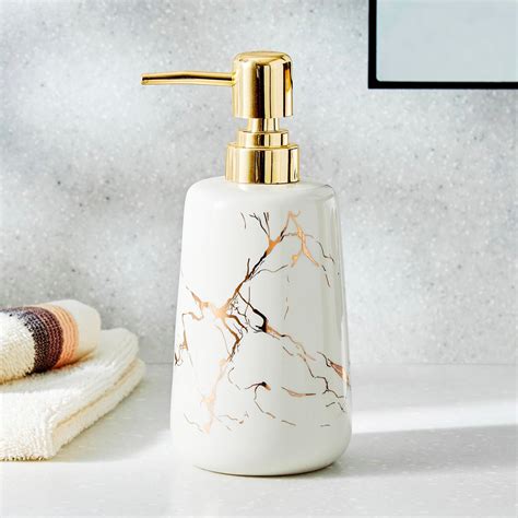 Home Centre Mekong Ceramic Soap Dispenser, White - 350ml : Amazon.in ...