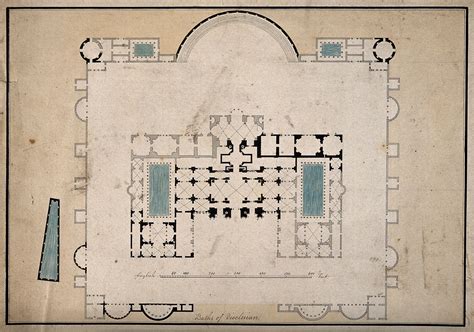 Baths of Diocletian, Rome: floor plan. Coloured pen drawing. | Wellcome ...