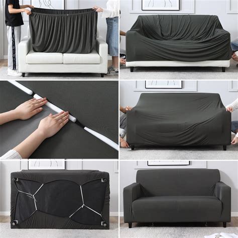 Premium Dark Grey Sofa Cover | Stretchable & Non Slip – HOKIPO | Har ...
