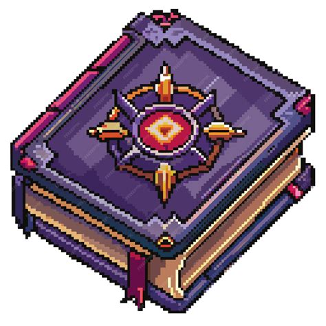 Pixel Art Magic Book Retro Fantasy Icon de livro de feitiços com design ...