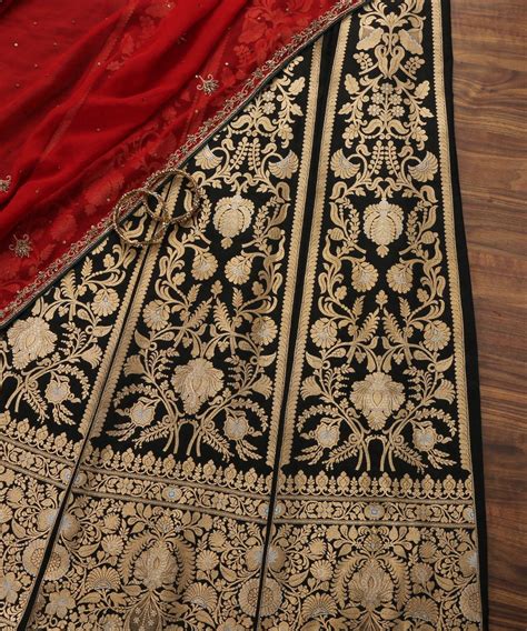 Handloom Black Banarasi Lehenga with Sona Rupa Zari Work and Tanchoi B ...