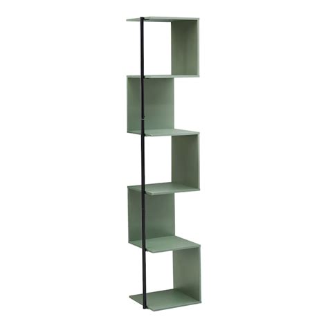 Furniture of America Yaztra Sage Green, Black 5-Shelf Corner Bookcase ...