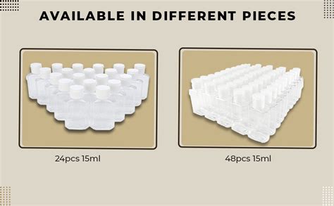 Hunky Dory 24pcs 15ml Empty Clear Plastic Bottles Refillable Travel ...