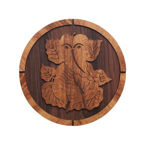 Buy J&M ART Wooden Round Shaped Wall Hanging Ganpati Ji For Gift and ...